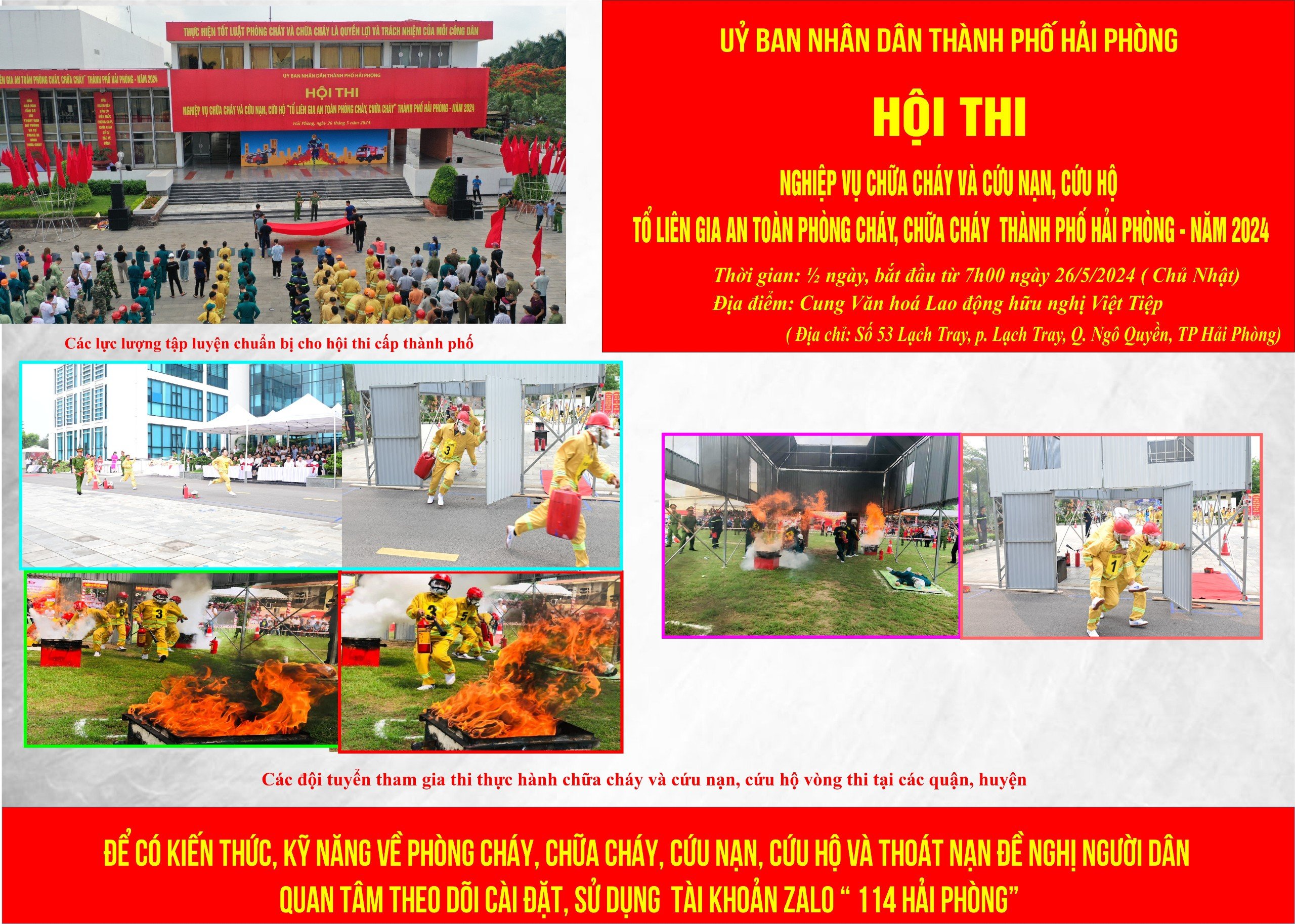 Mở cửa cho nhân dân thành phố vào xem Hội thi nghiệp vụ chữa cháy và cứu nạn, cứu hộ “Tổ liên gia an toàn phòng cháy chữa cháy” cấp thành phố năm 2024